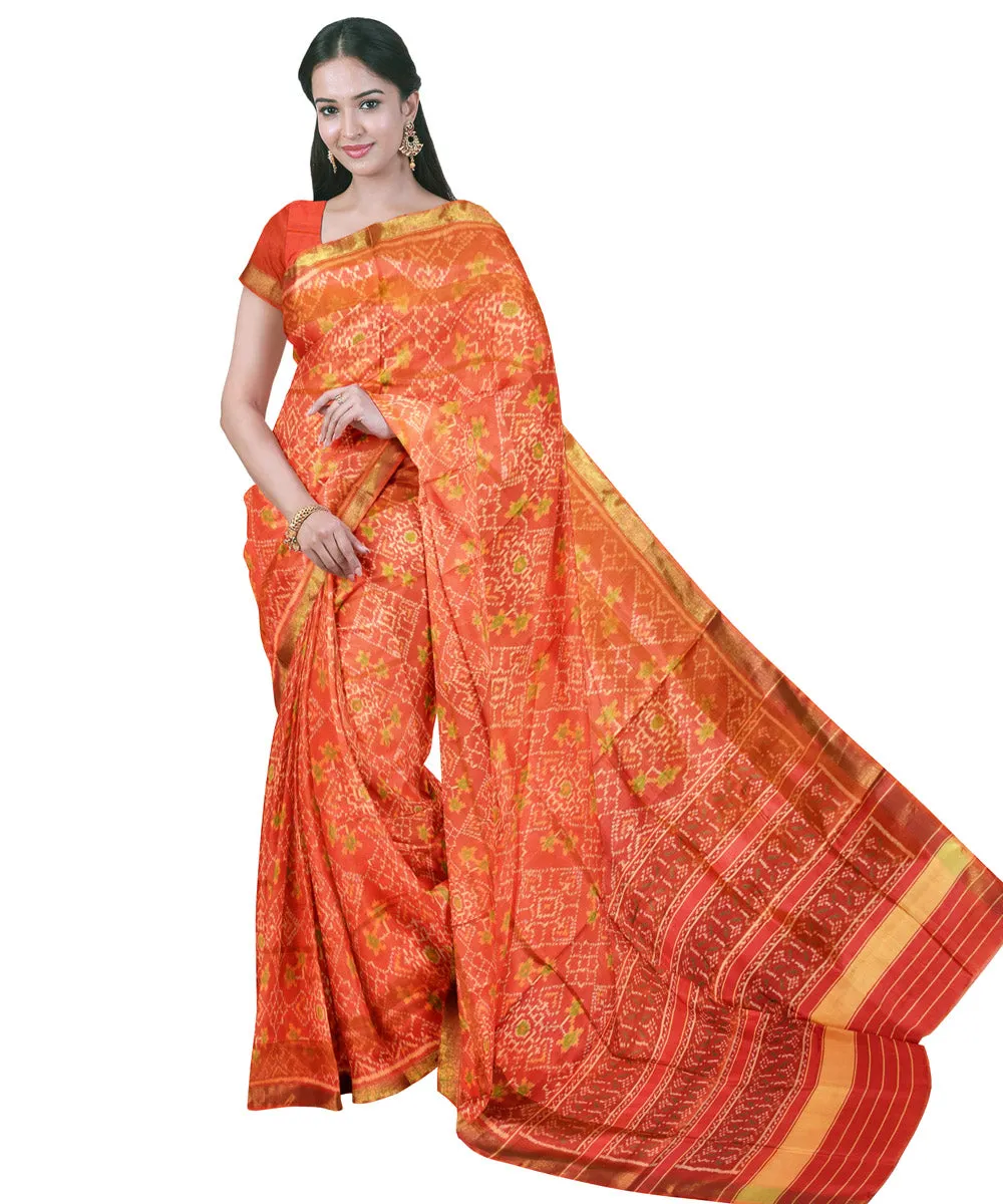 Orange silk handloom patola saree