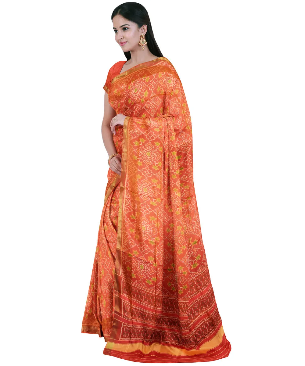 Orange silk handloom patola saree