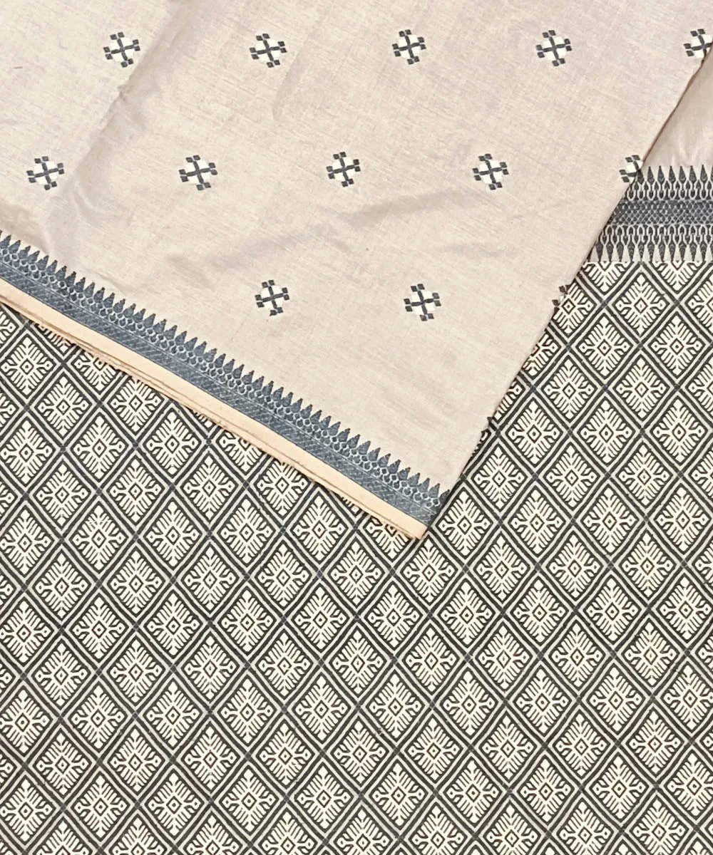 Peach grey tussar silk handloom assam saree