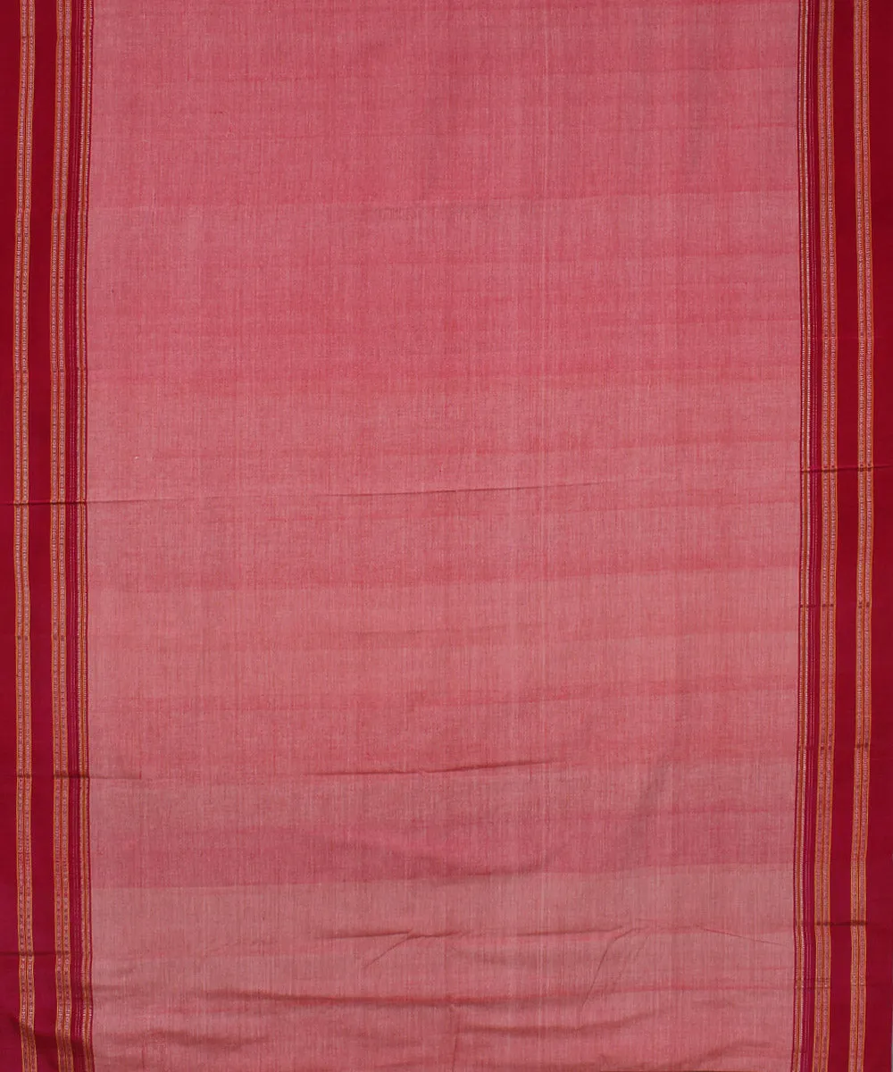 Peach plain red gayatri border cotton art silk handloom ilkal saree