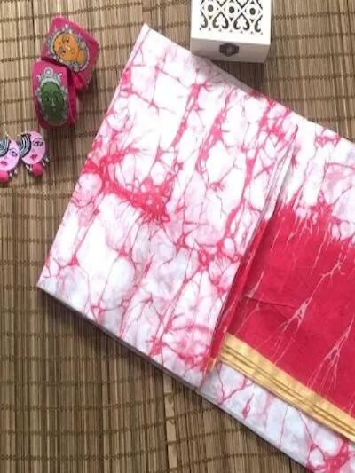 Pink Dye Trendy Bengal Handloom Cotton Saree