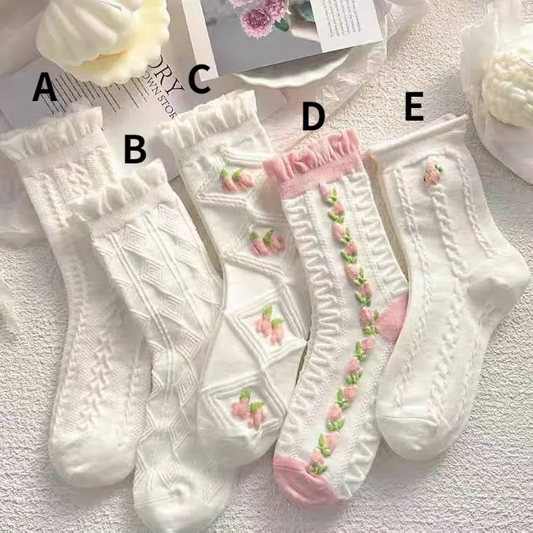 Pink Flower Socks  MK18845