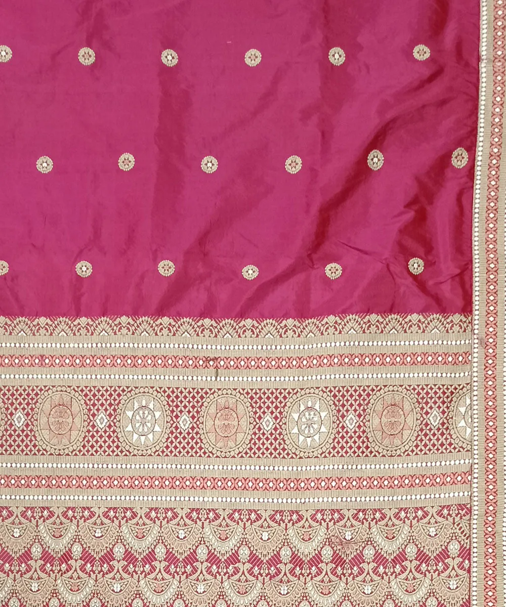 Pink offwhite silk handloom assam saree