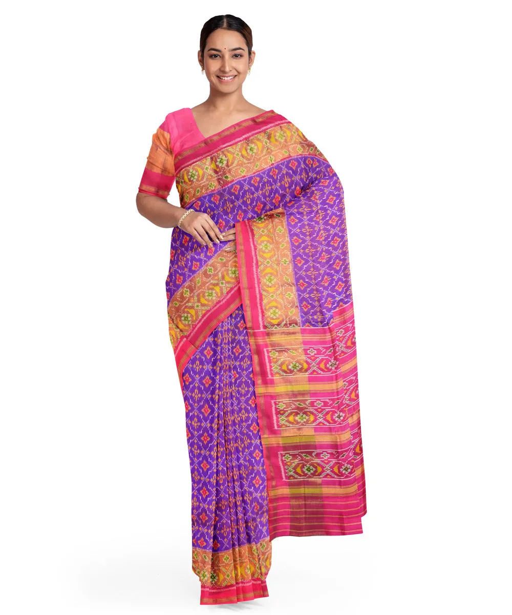 Pink pink silk handloom patola saree