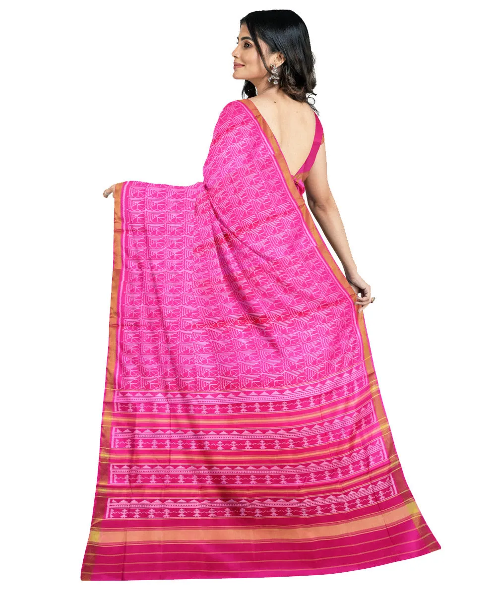 Pink silk handloom patola saree