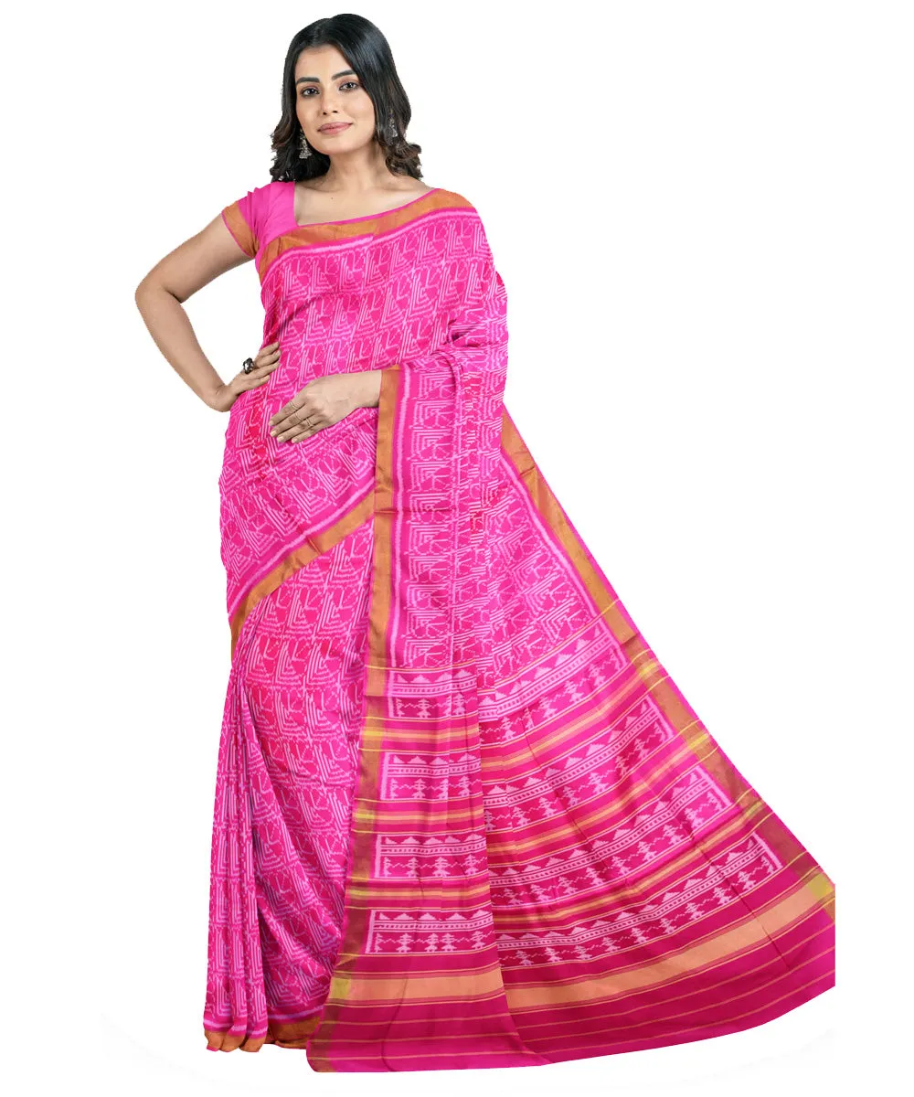 Pink silk handloom patola saree