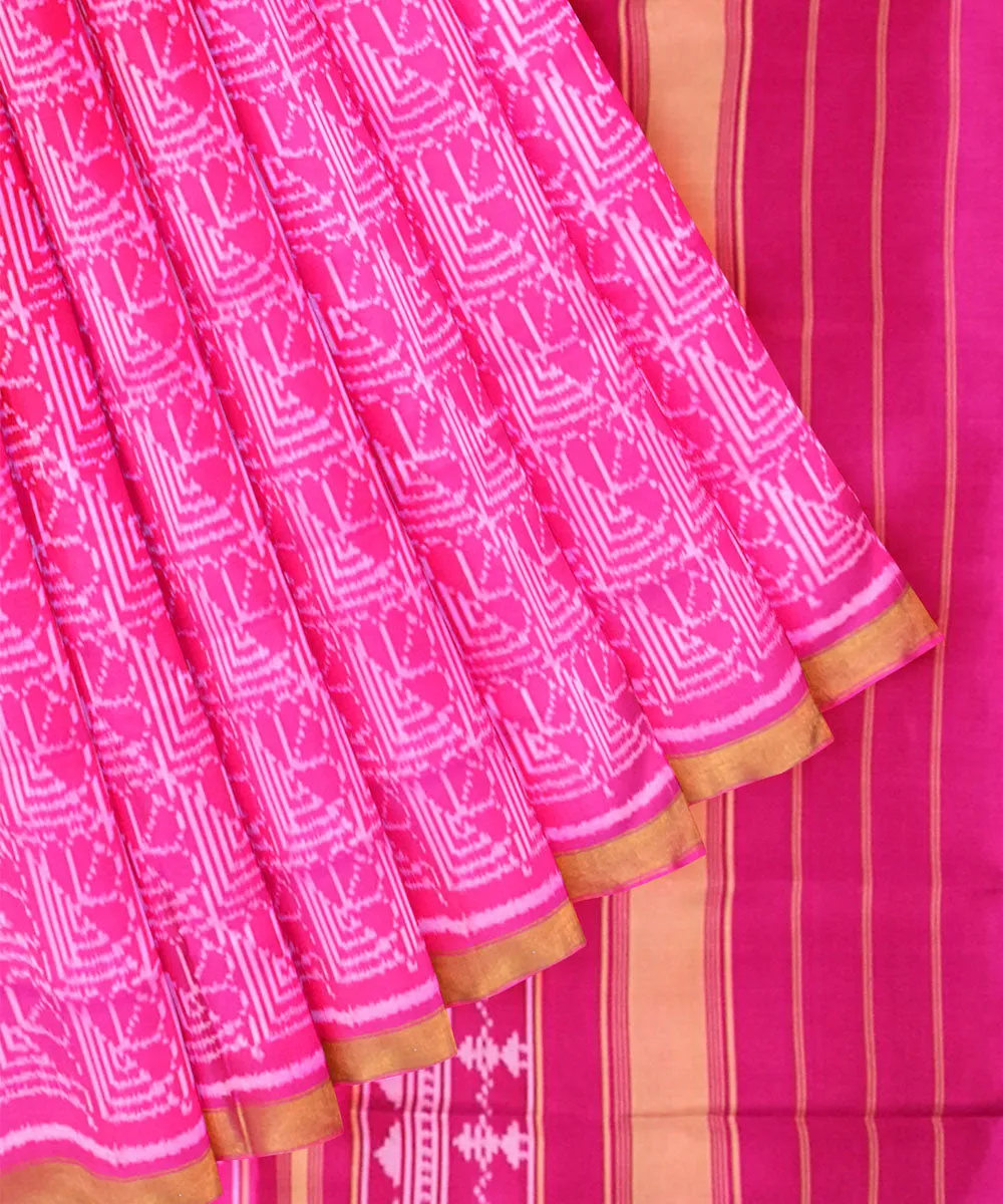 Pink silk handloom patola saree