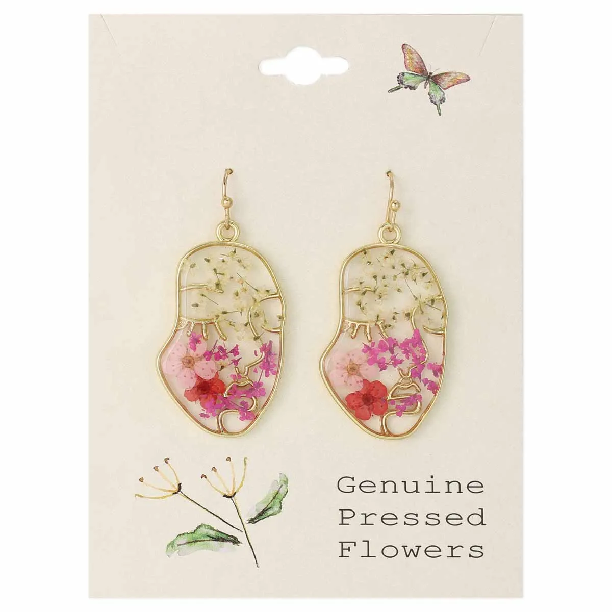 Pressed Flower Face Dangles