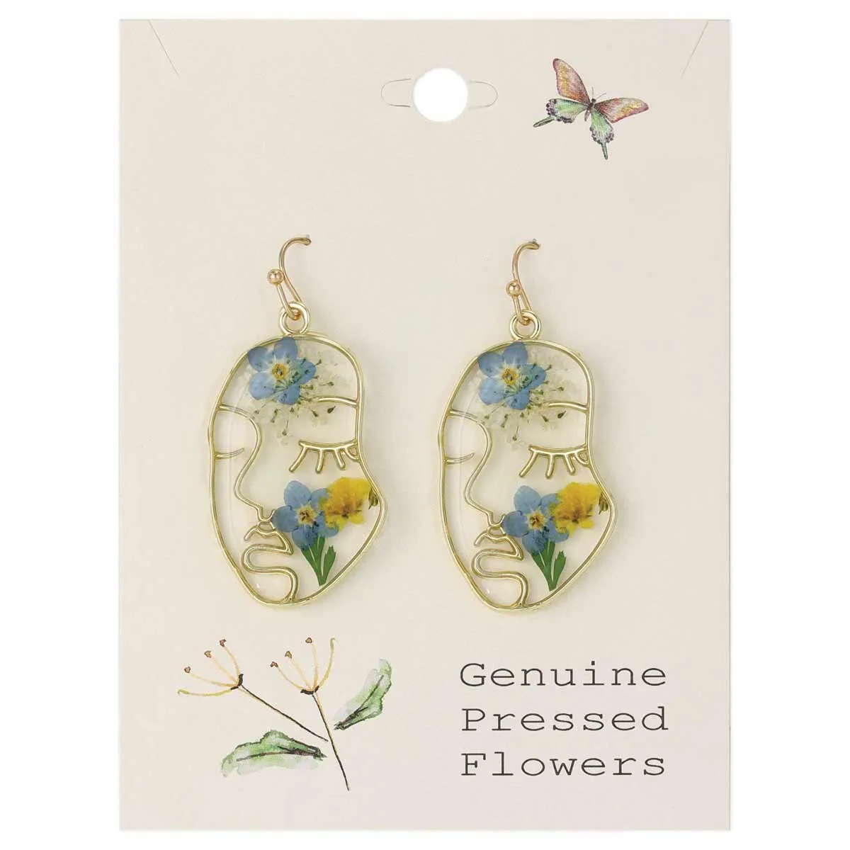 Pressed Flower Face Dangles