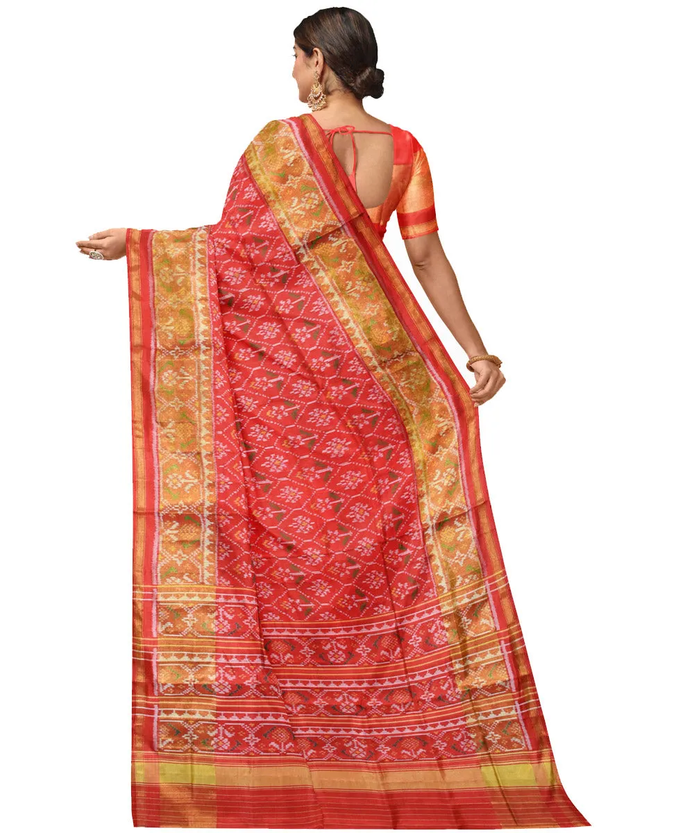 Red yellow silk handloom patola saree