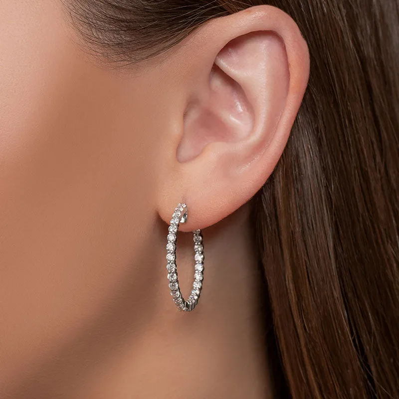 Round Shape Inside Out Diamond Hoops