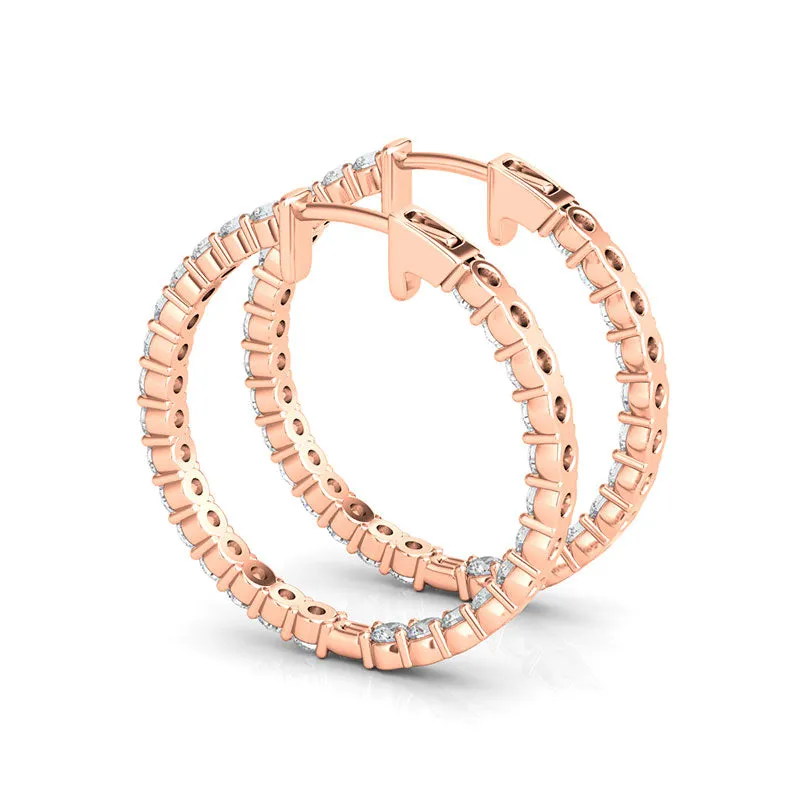 Round Shape Inside Out Diamond Hoops