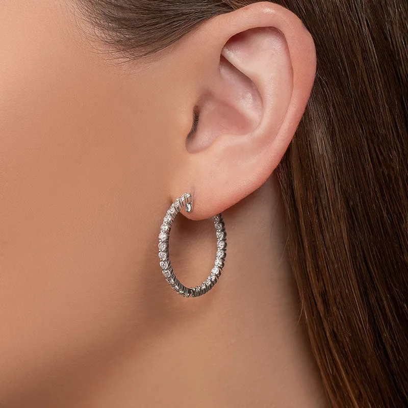 Round Shape Inside Out Diamond Hoops