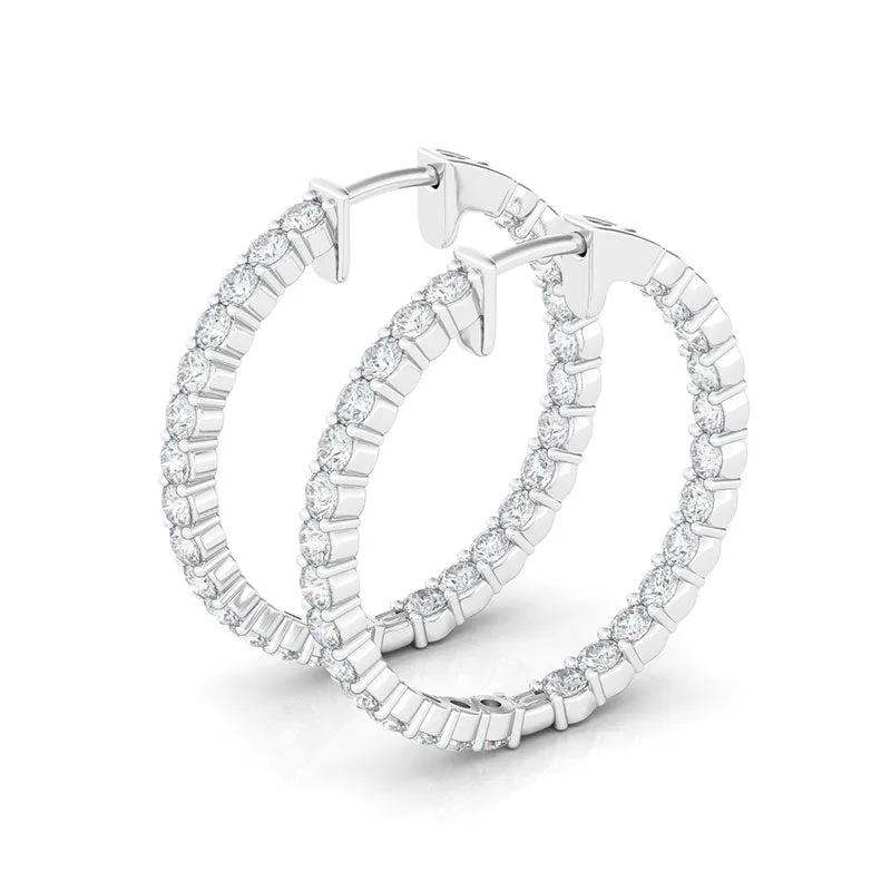 Round Shape Inside Out Diamond Hoops