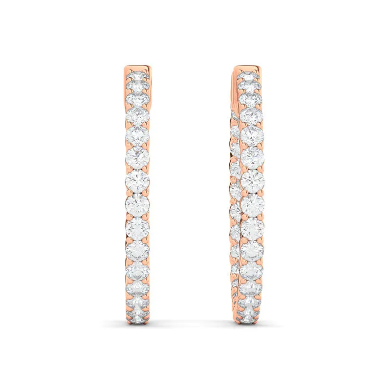 Round Shape Inside Out Diamond Hoops