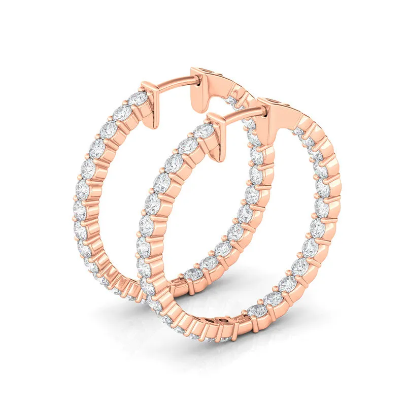 Round Shape Inside Out Diamond Hoops