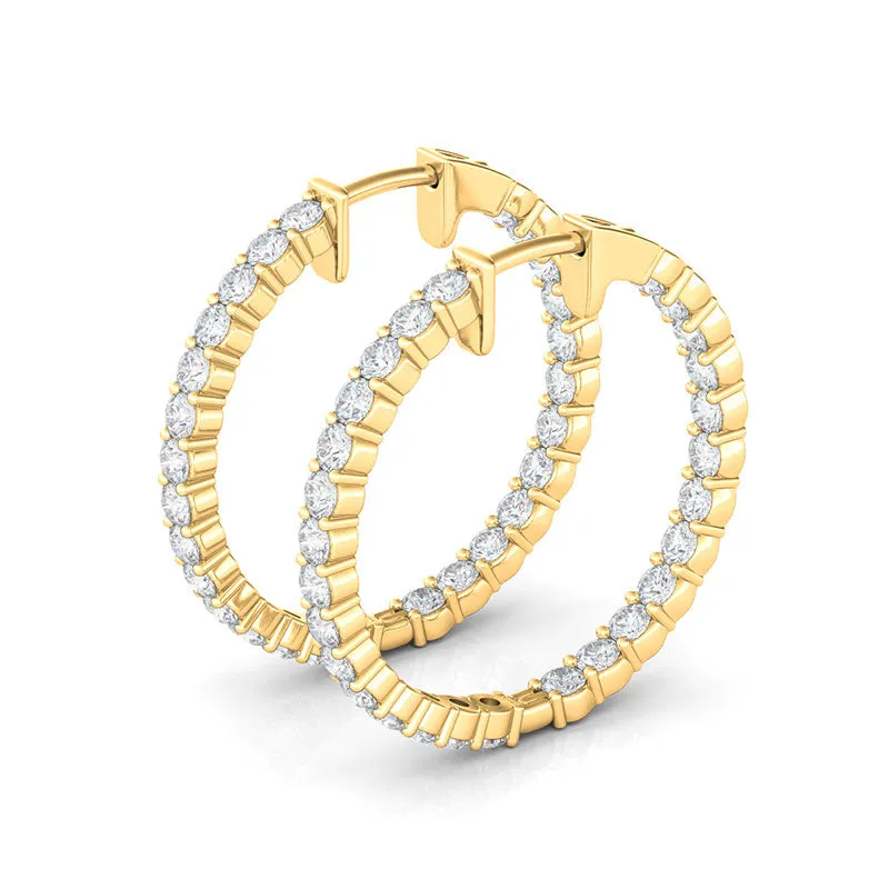 Round Shape Inside Out Diamond Hoops