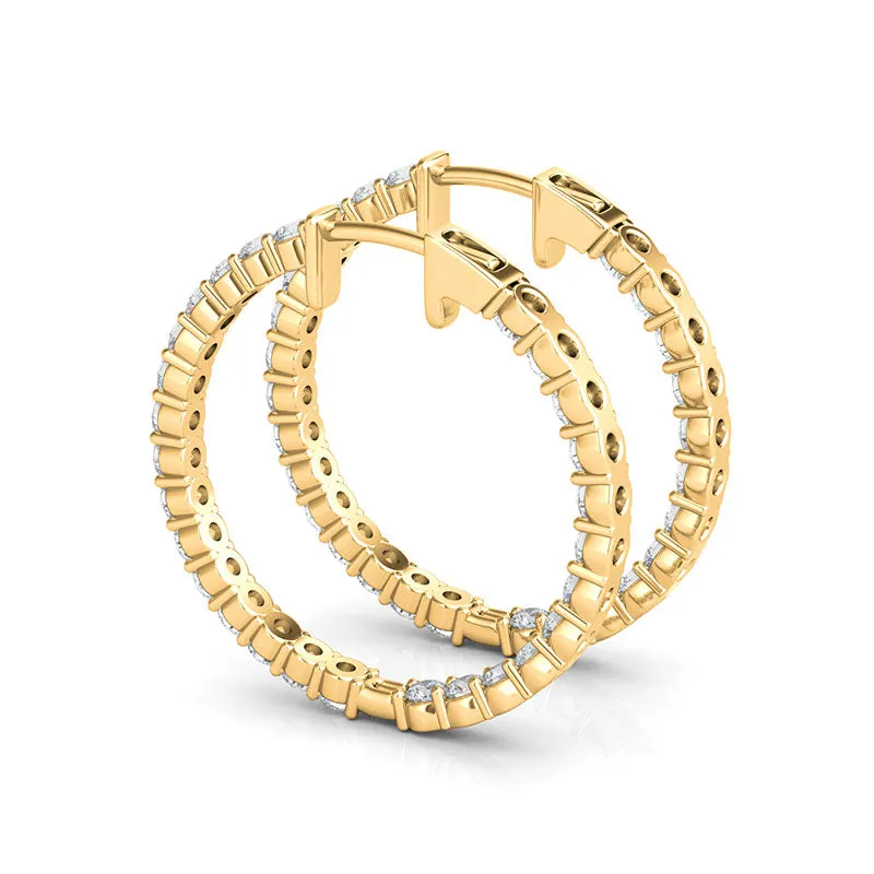 Round Shape Inside Out Diamond Hoops