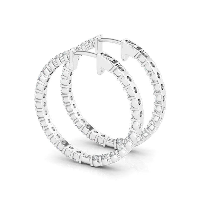 Round Shape Inside Out Diamond Hoops