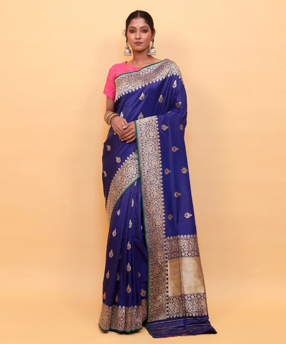 Royal blue handloom silk banarasi saree