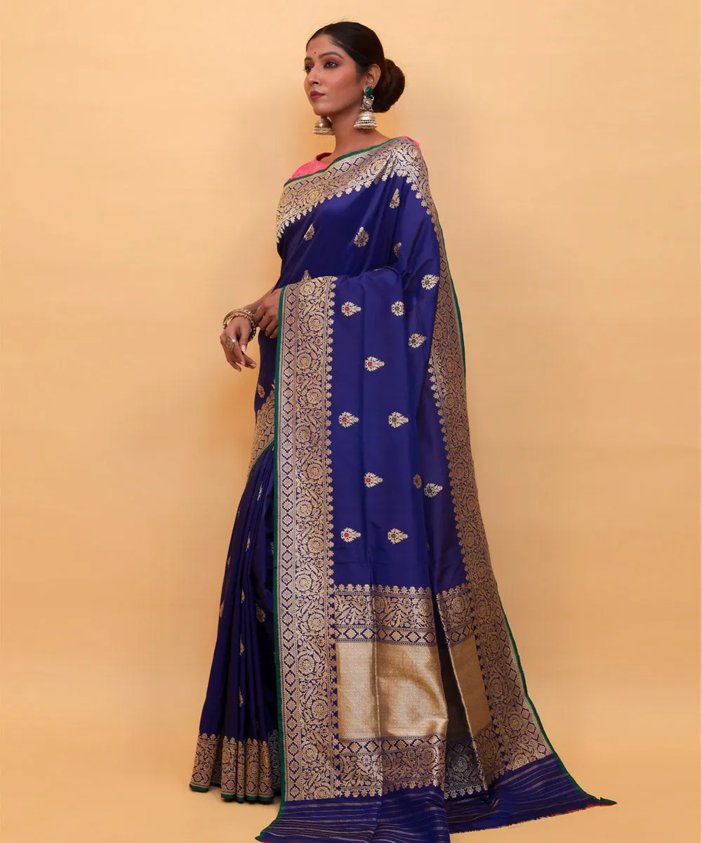 Royal blue handloom silk banarasi saree