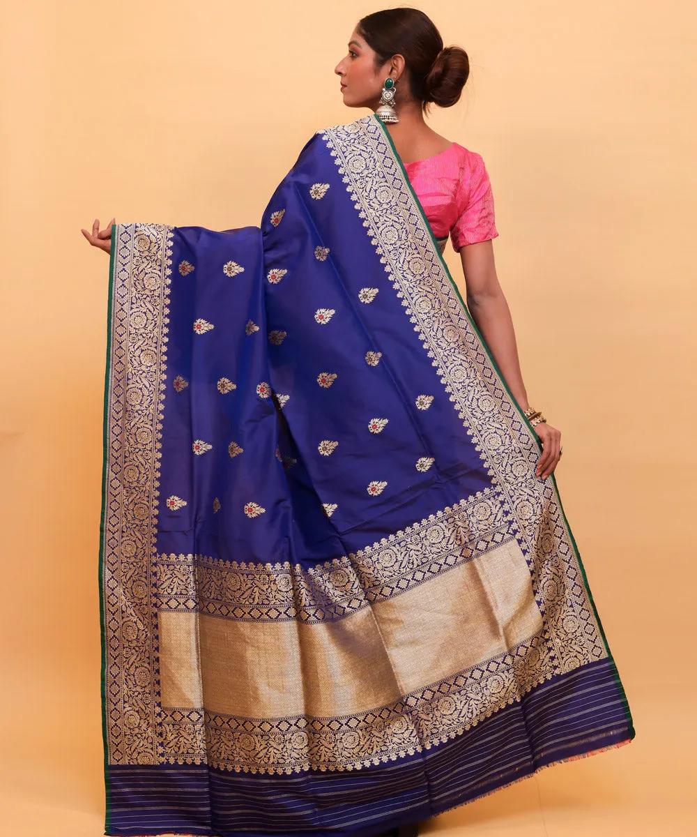 Royal blue handloom silk banarasi saree