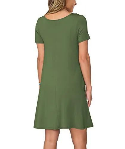 Short T Shirt Dress with Pockets  Sleeve Swing