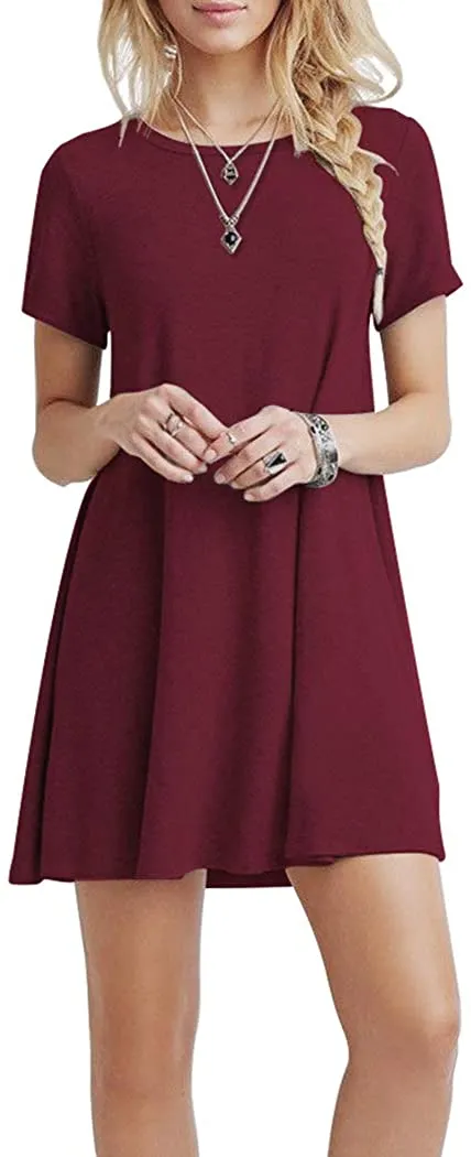 Short T Shirt Dress with Pockets  Sleeve Swing