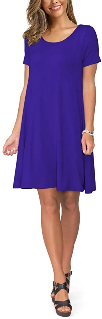 Short T Shirt Dress with Pockets  Sleeve Swing