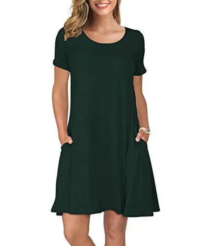 Short T Shirt Dress with Pockets  Sleeve Swing