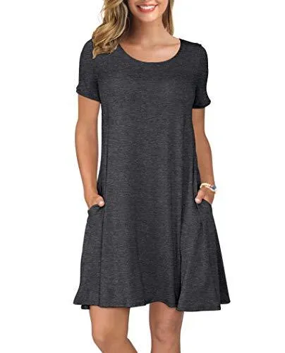 Short T Shirt Dress with Pockets  Sleeve Swing