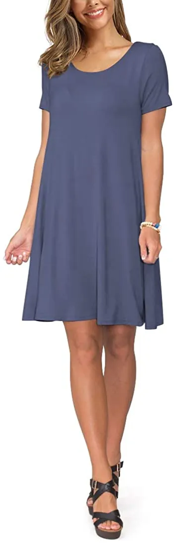 Short T Shirt Dress with Pockets  Sleeve Swing