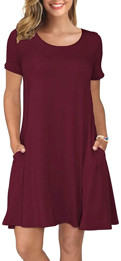 Short T Shirt Dress with Pockets  Sleeve Swing