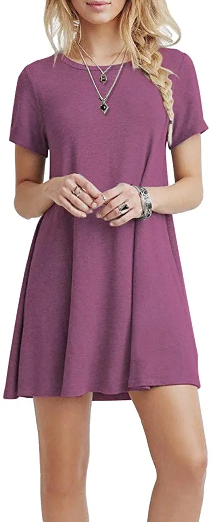 Short T Shirt Dress with Pockets  Sleeve Swing