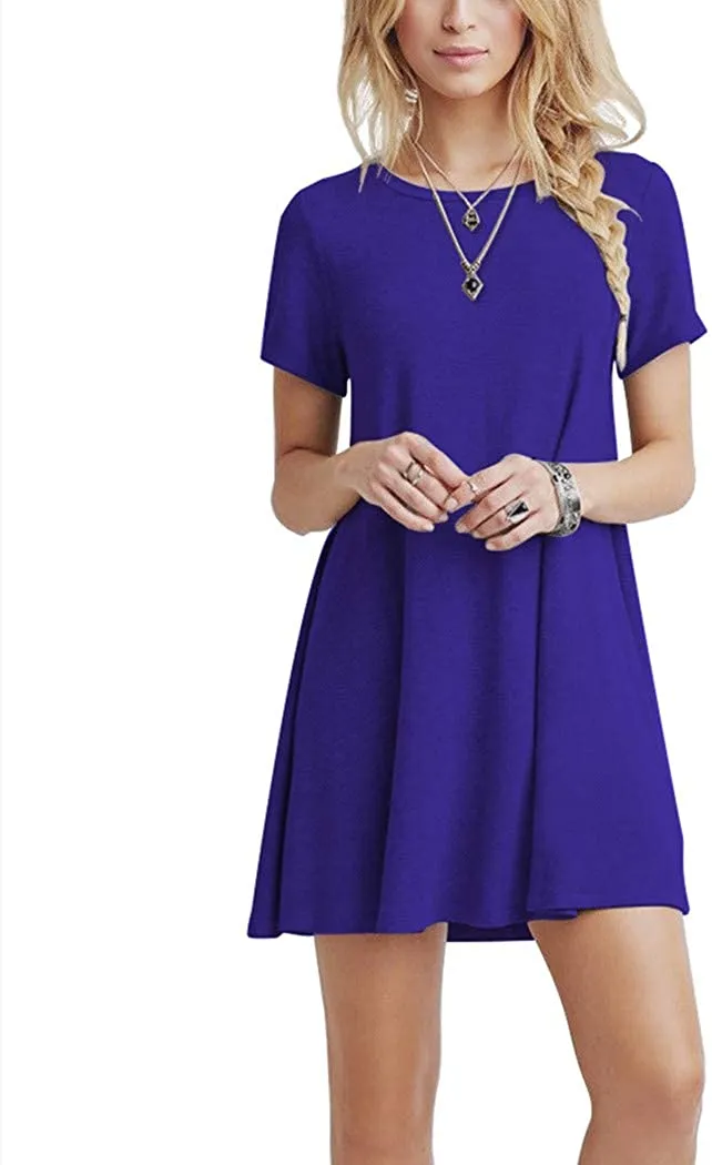 Short T Shirt Dress with Pockets  Sleeve Swing