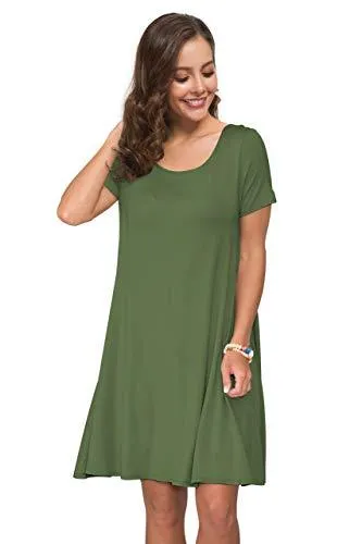 Short T Shirt Dress with Pockets  Sleeve Swing