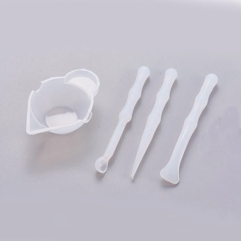 Silicone Resin Mold Tools, Pouring Cup and Stir Sticks, 4 piece set, tol1425