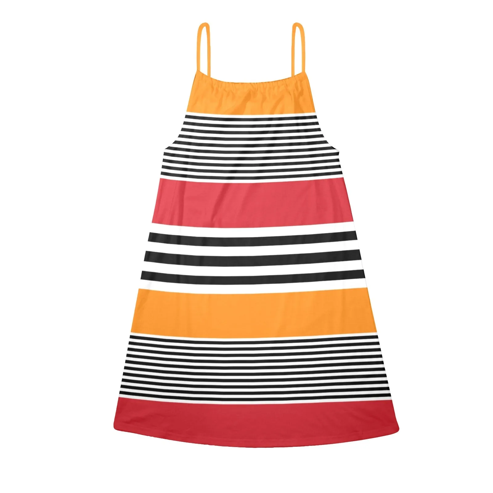 Solar Ray Striped Drawstring Neck Sleeveless Dress