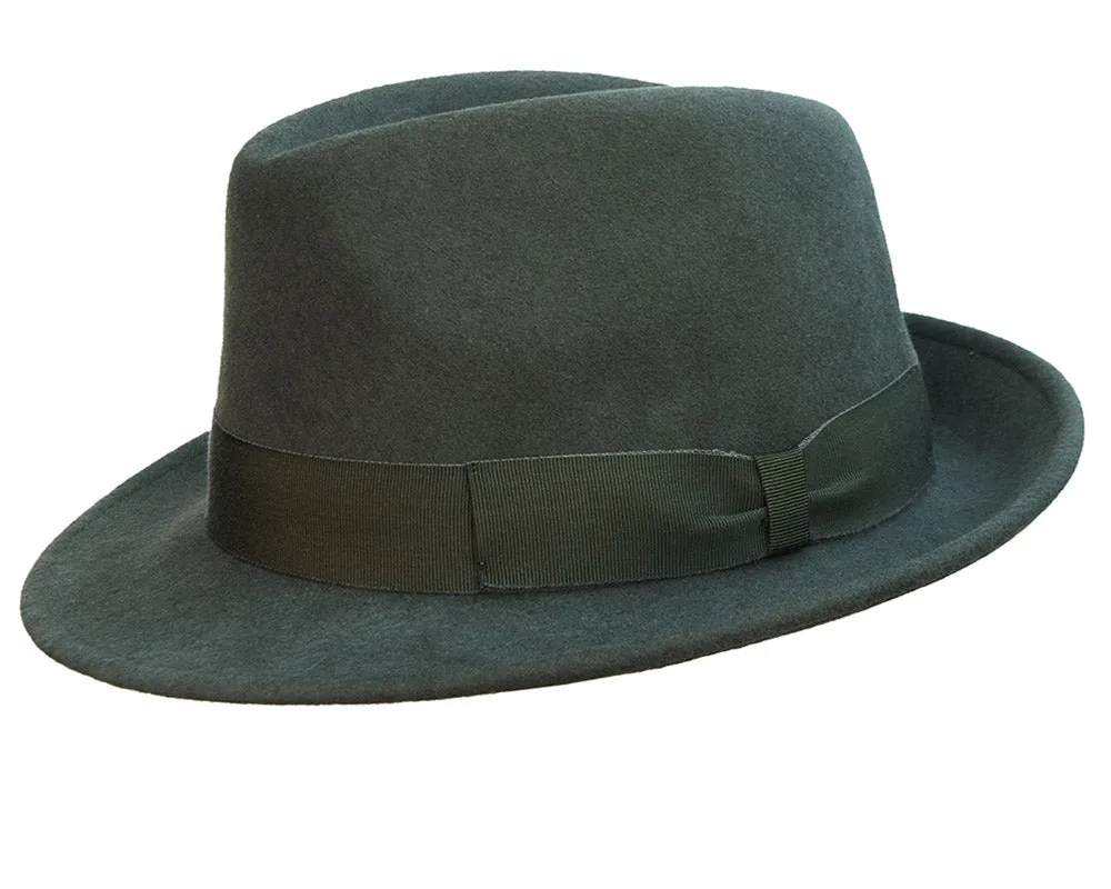 Stanton Premium Italian Made Foldable Wool Felt Trilby in Olive