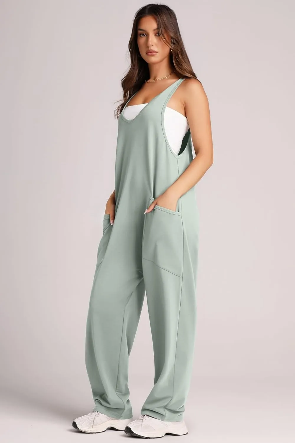 Sunset and Swim – Jumpsuit mit breiten Trägern und Taschen