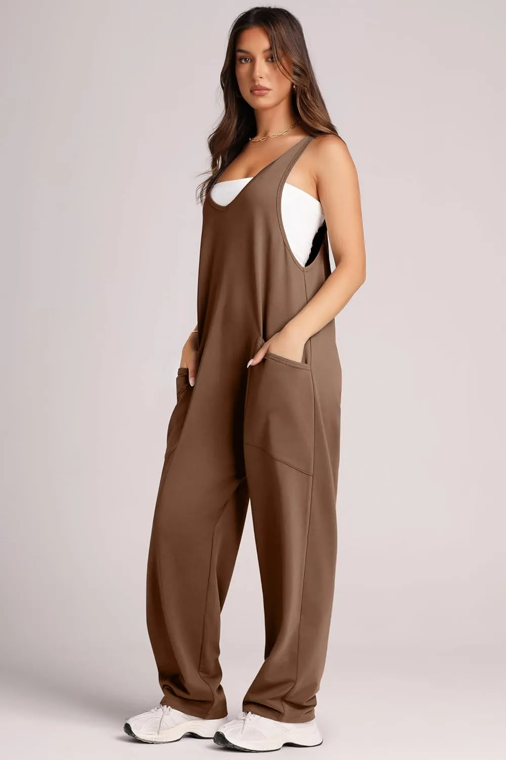 Sunset and Swim – Jumpsuit mit breiten Trägern und Taschen