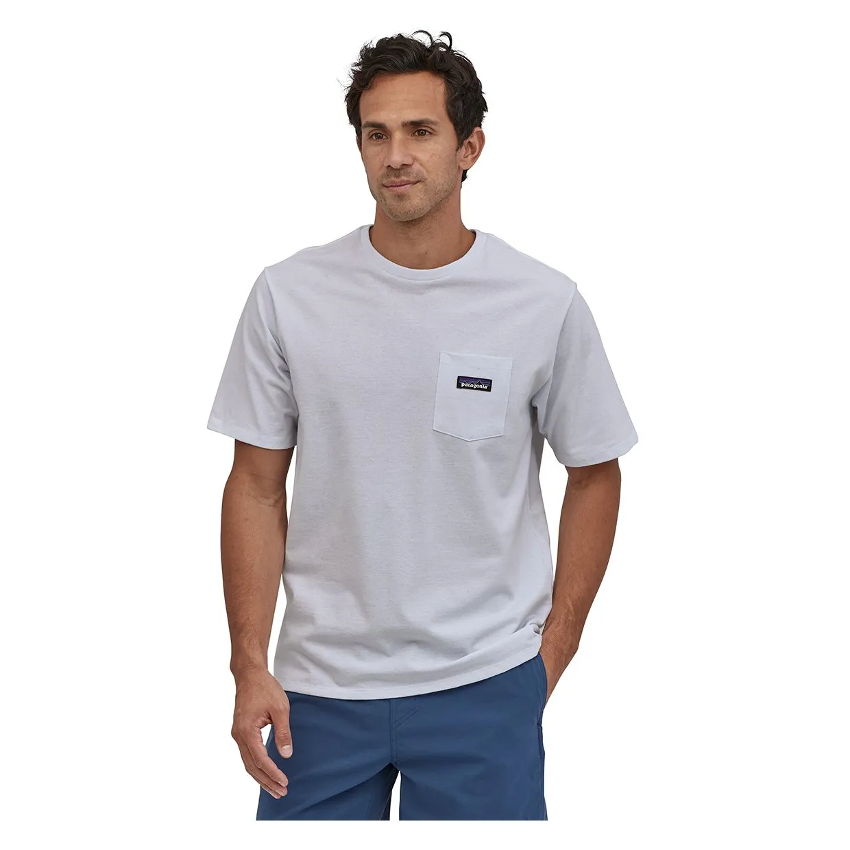 T-shirt Patagonia P-6 Label Pocket Responsibili-Tee Bianco