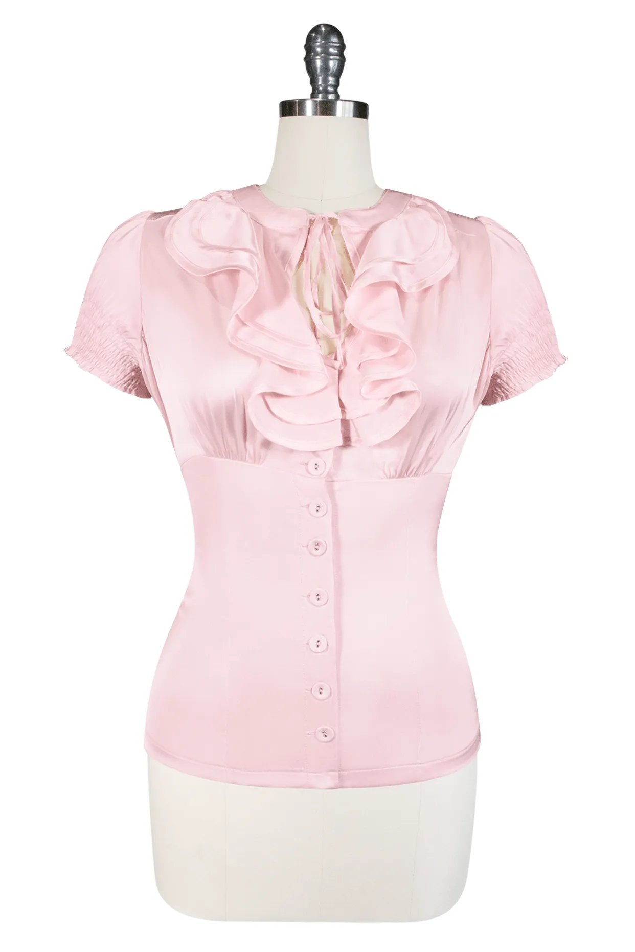 Tea Rose Frill Front Blouse (Pink)