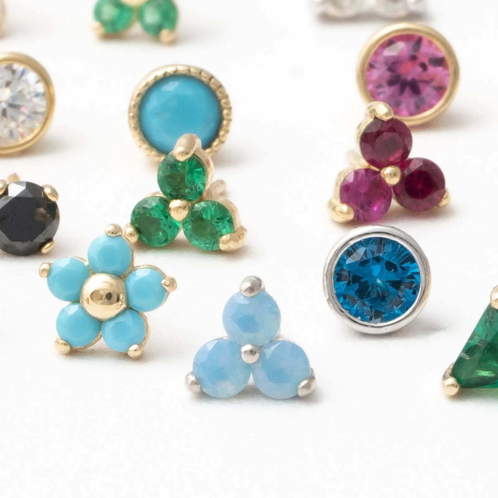 Turquoise Flower Flat Back Stud