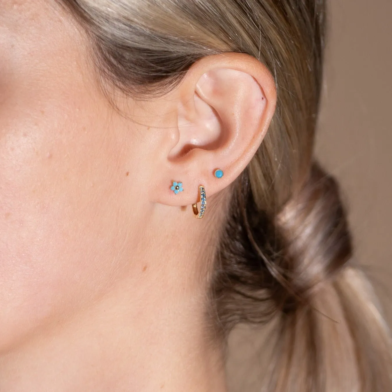 Turquoise Flower Flat Back Stud