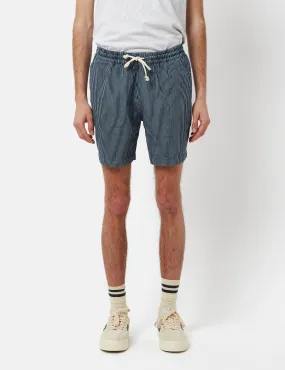 Universal Works Beach Shorts (Hickory Stripe) - Denim Indigo Blue