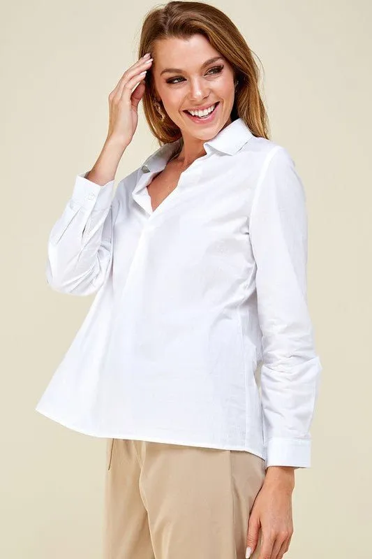 V-Neck Collared Blouse - FINAL SALE