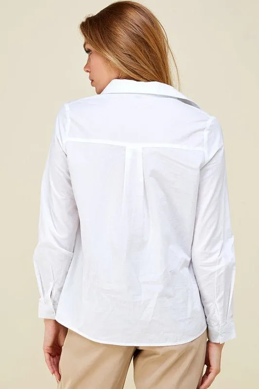 V-Neck Collared Blouse - FINAL SALE