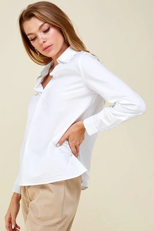 V-Neck Collared Blouse - FINAL SALE