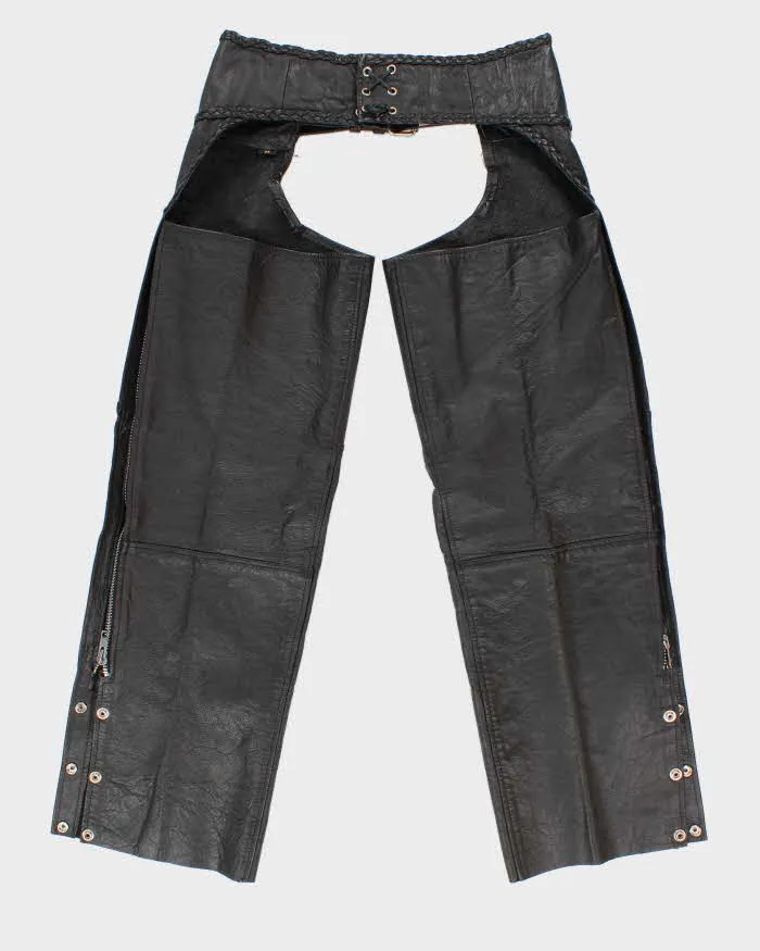 Vintage Men's Black Leather Chaps - 32